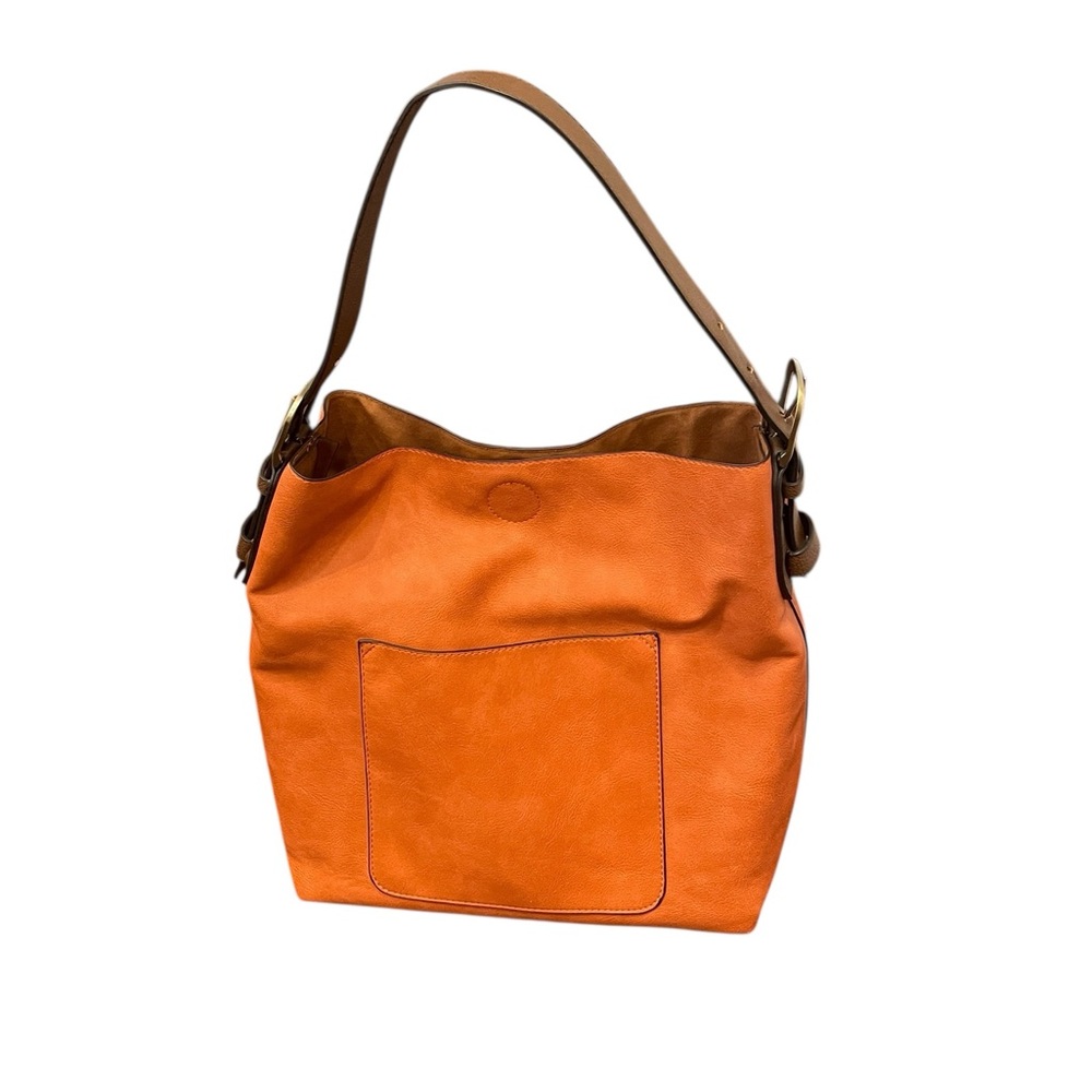 Joy Susan Orange Vegan Tote w removable to go bag.